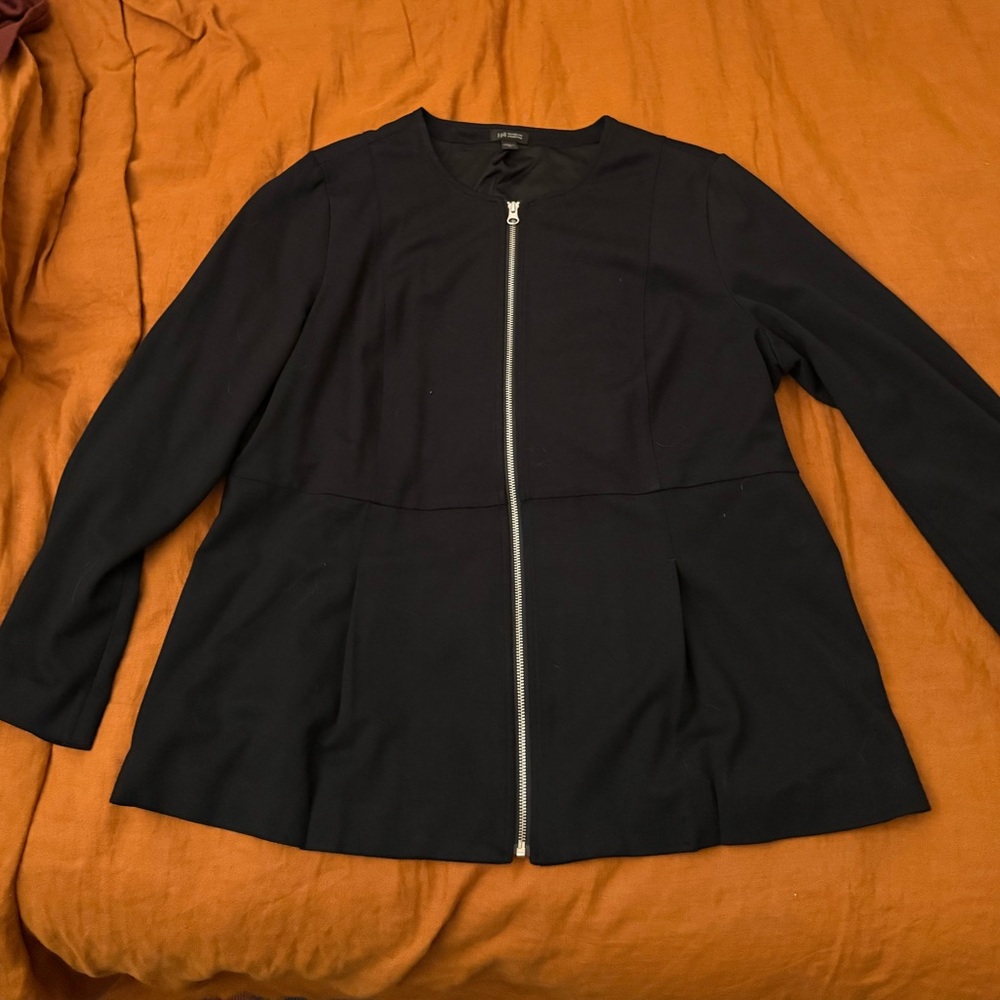 J. Jill Black Zip-Front Blazer Jacket